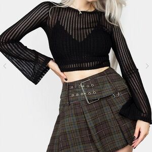 Habundia Flared Sleeve Crop Top DISTURBIA